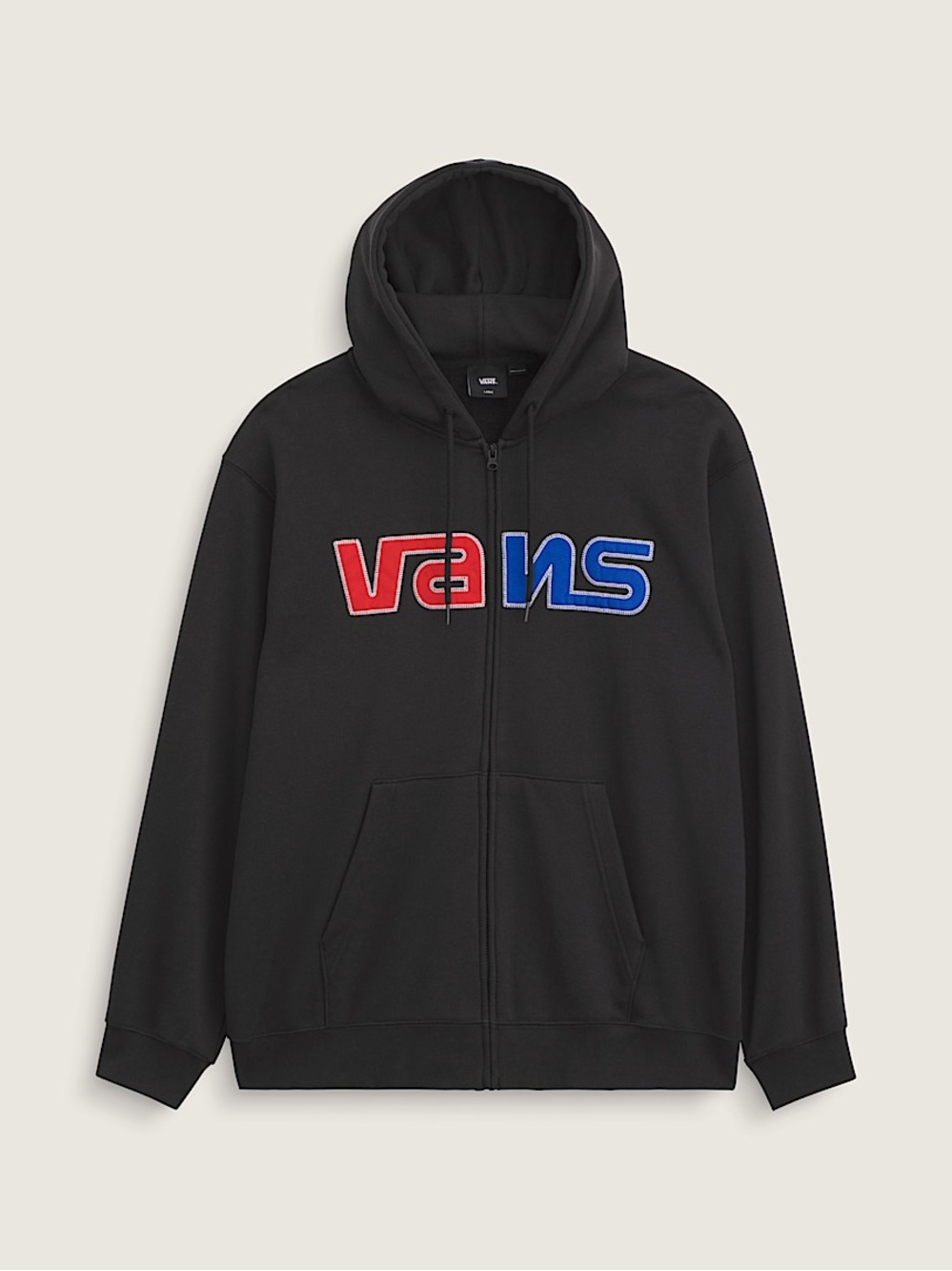 NWT Vans Constant Black Full Zip Hoodie S Retro Satin Logo Hooded Sweatshirt